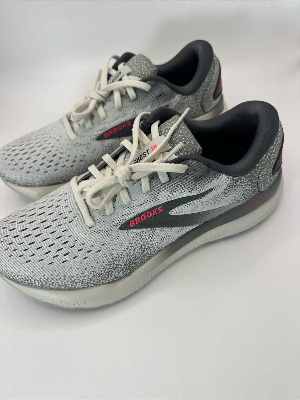 Brooks Running Shoes - Light Gray and Dark Gray with Pink Accents